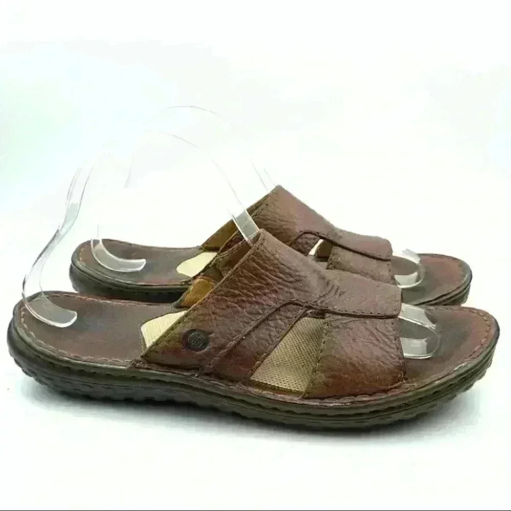 Born mens sandals sz 9 50 brown leather slip on
